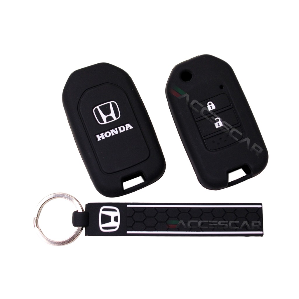 Kit Capa Silicone Chave Canivete 2 Botões Honda Civic Fit + Chaveiro Honda