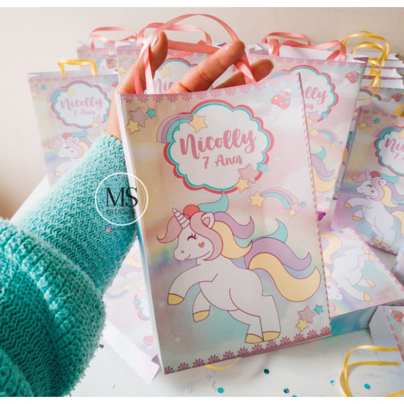 KIT 10/15/20 Sacolinhas surpresas, Festa Unicórnio, Personalizadas, Lembrancinhas, Aniversario.