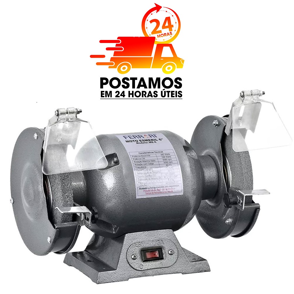 Moto Esmeril de Bancada 6" 1/2CV 360W 3580RPM Bivolt - FERRARI - ME-6