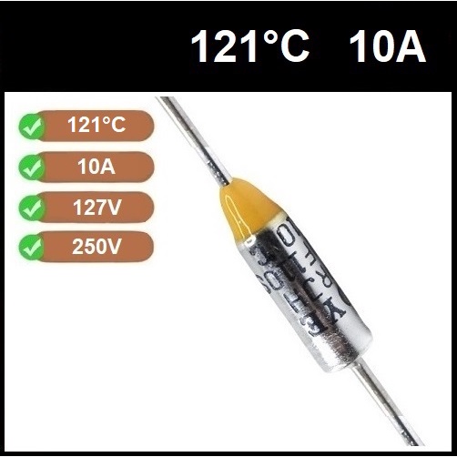 2 Fusível Térmico 10A 121C 121°C 121 Graus 250V