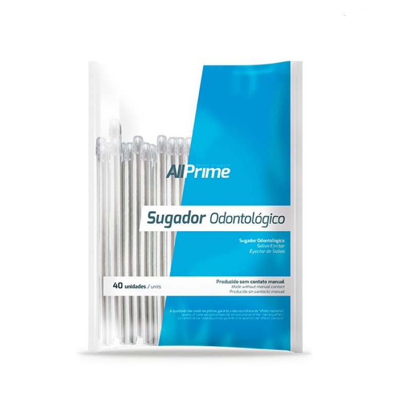 Sugador Descartável Transparente C/40 Unidades - AllPrime