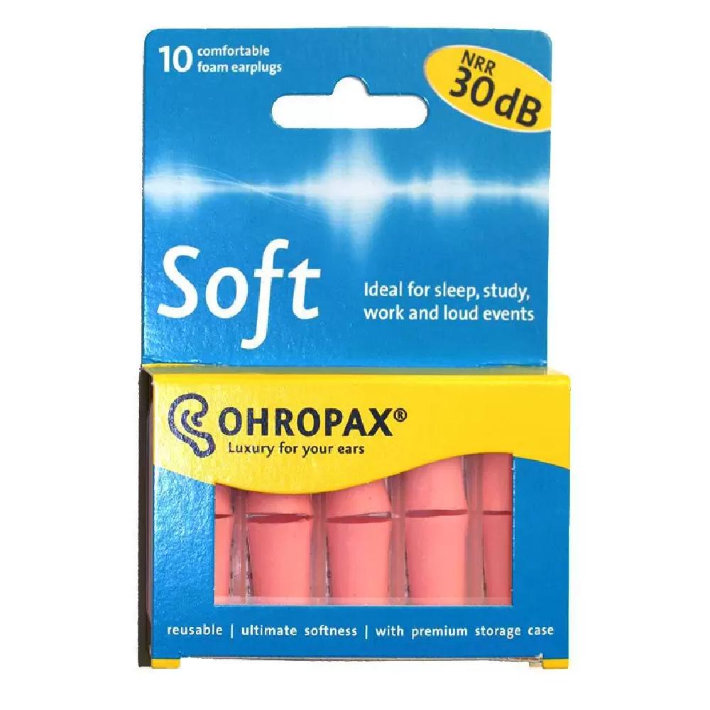 Ohropax Soft - 10 Tappi Per Orecchie In Schiuma Morbida, Riposanti, SNR 32dB (Confezione Da 5)
