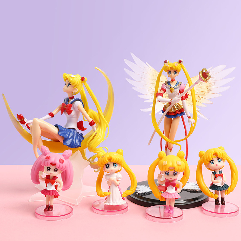Sailor Moon Bonito Pé Postura Lua Hare Decoração Do Bolo Brinquedo Anime Figura Modelo De