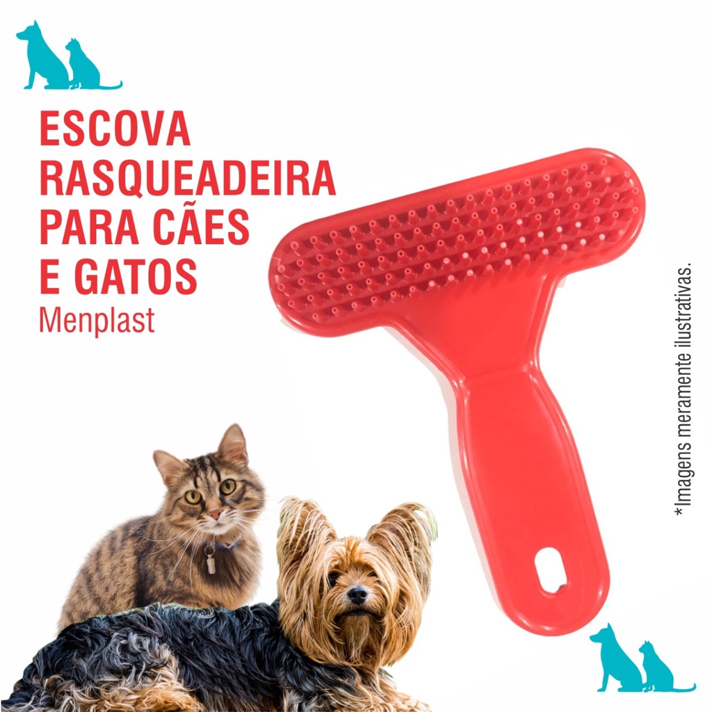 Escova pente rasqueadeira para pentear e remover pelos pet cães e gatos cores variadas