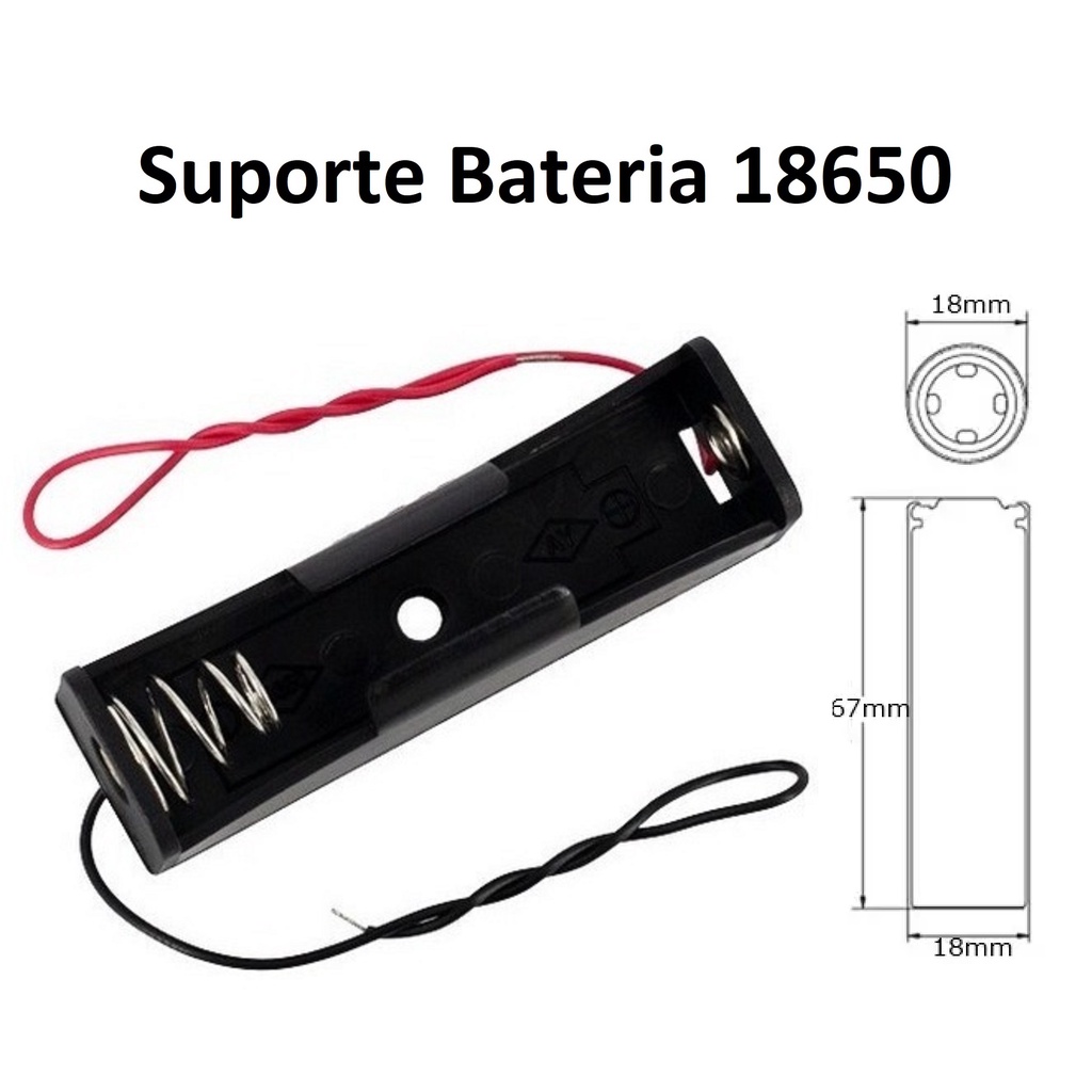 Case Suporte Bateria 18650 Para 1 Bateria 3,7v