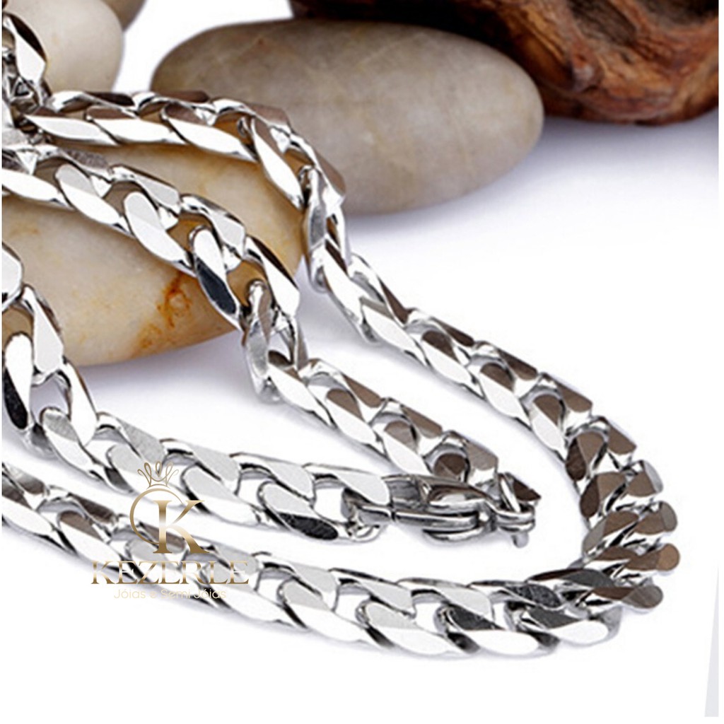 Corrente Masculina Aço Grossa 60cmX8mm Preço Exclusivo Shopee Aço43 em Oferta na Shopee