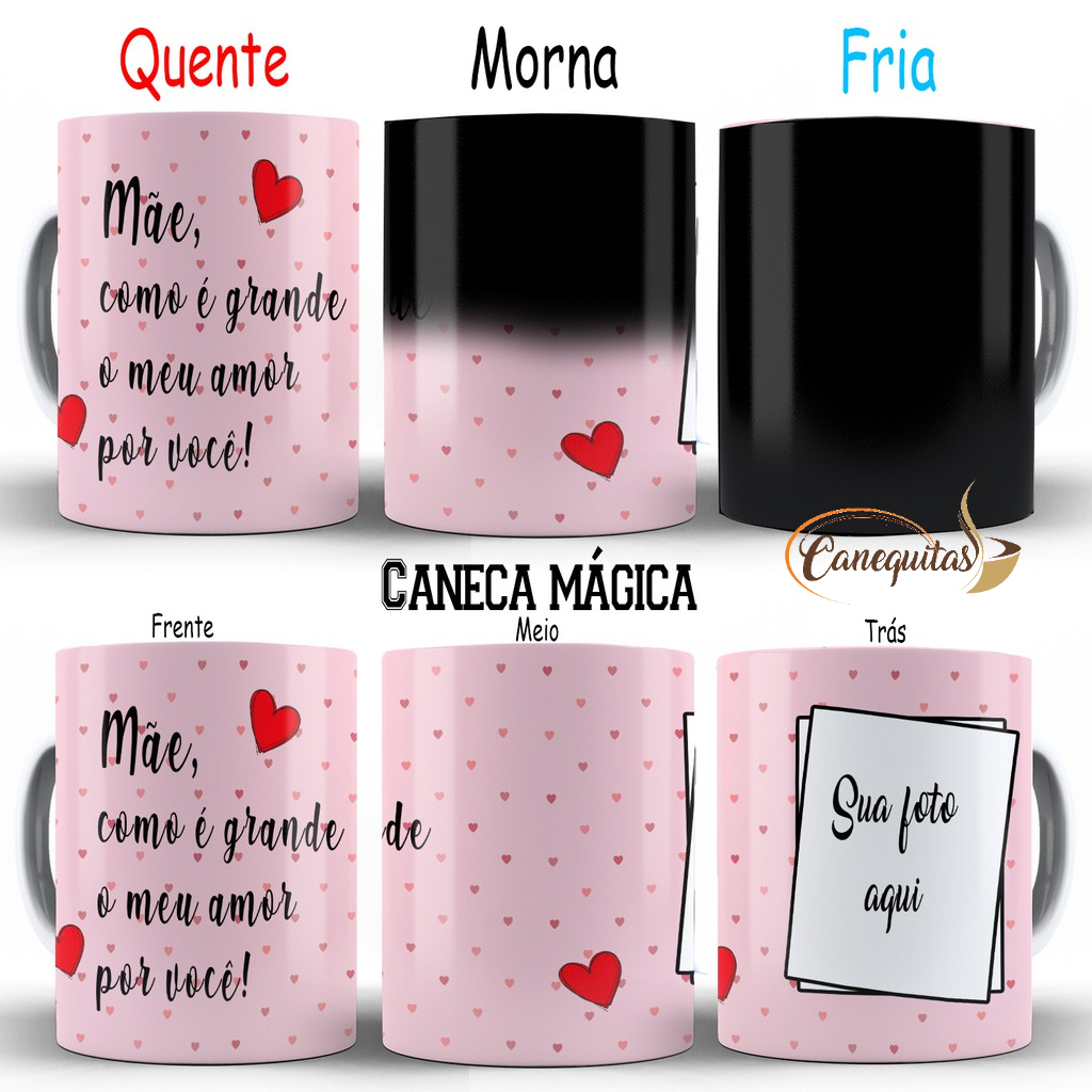 Caneca de Mãe Para Dia das Mães Mágica Com Foto Personalizada Como é grande Roberto Carlos  xicara