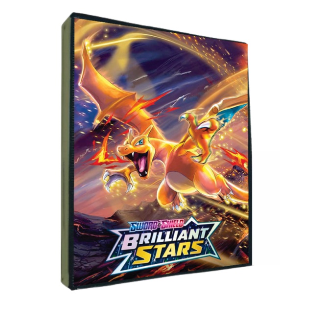 Álbum Pasta Fichário Pokemon Brilliant Stars Capa Dura Charizard Vstar Sem folhas