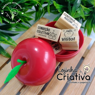Kit Carimbo Pedagógico Maçãzinha Professor Escola Aluno