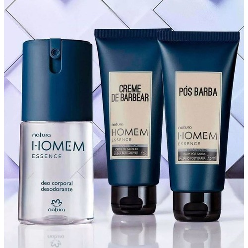 kit Natura Homem Essence Deo corporal + pós barba + creme de barbear. |  Shopee Brasil