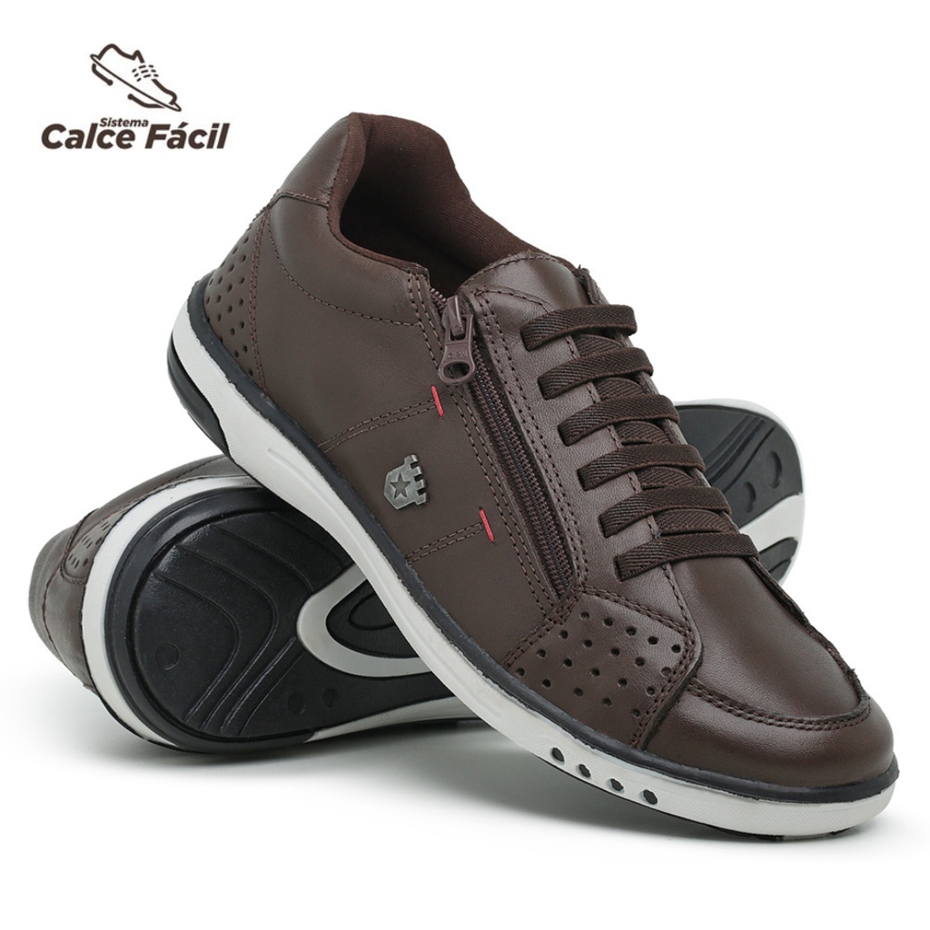 Sapatênis Masculino Couro Vegano Confort Casual Anti Stress