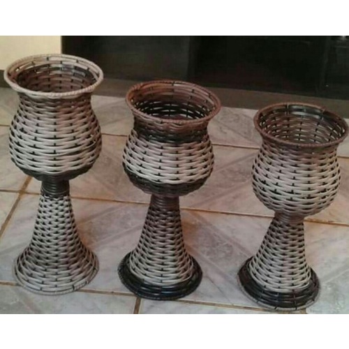 Trio Vaso de mesa Taça Junco LD 40 37 e 33cm