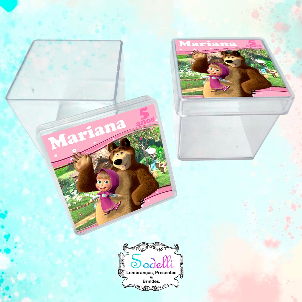 Lembrancinhas Masha E Urso - 30 | 20 | 10 Caixinhas Acrílicas Personalizadas — imagem 2 de 2