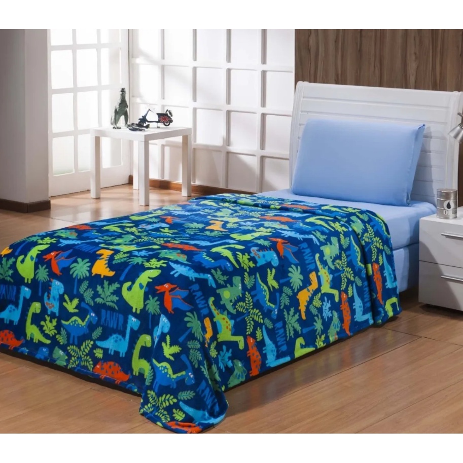 Manta Cobertor Dinossauro Solteiro Infantil Extra Macia Antialérgica- Bege em Oferta na Shopee