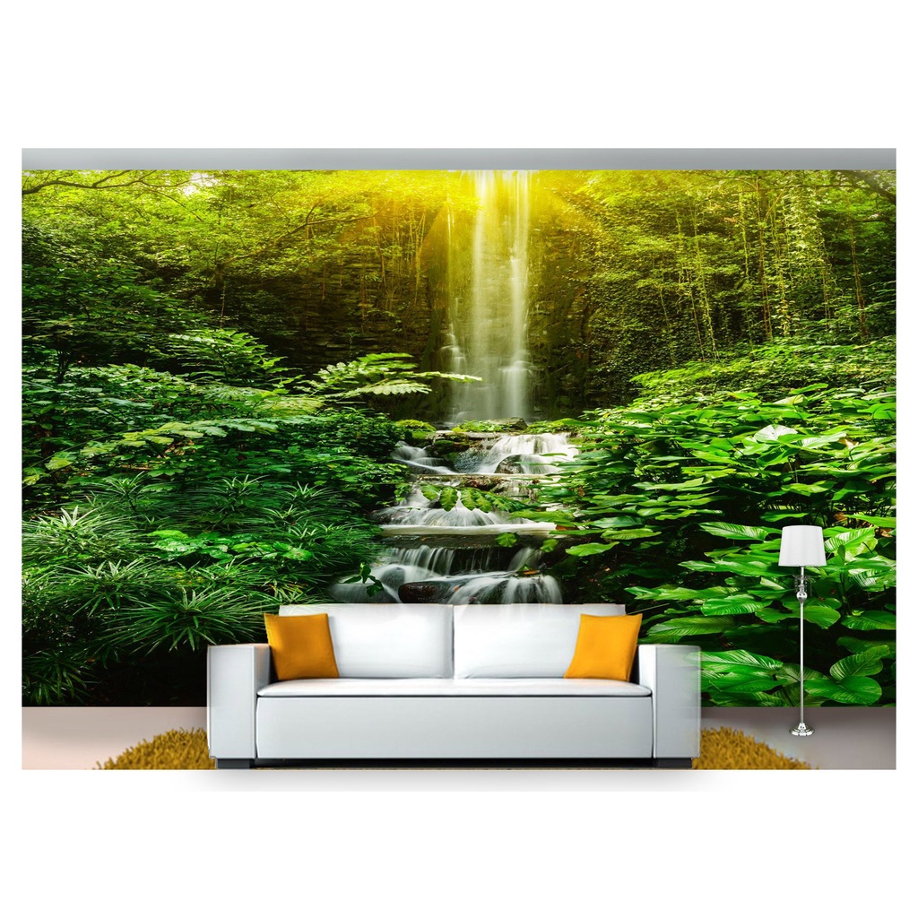 papel de parede Cachoeira Natureza Mata 3D 10m² NCH118