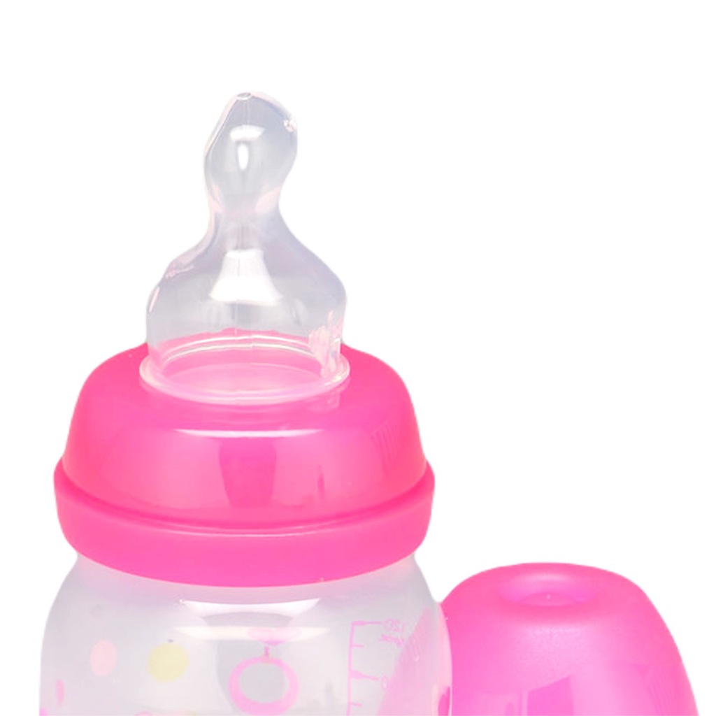 Detalhes do Mamadeira Rosa Divertida Bico Silicone 120ml Tam.1 - Lillo