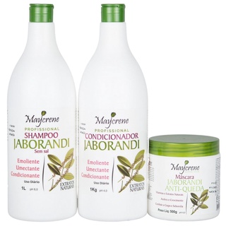 Kit Capilar Anti Oleosidade Shampoo Condicionador Jaborandi 1L Mascara 500g Maycrene