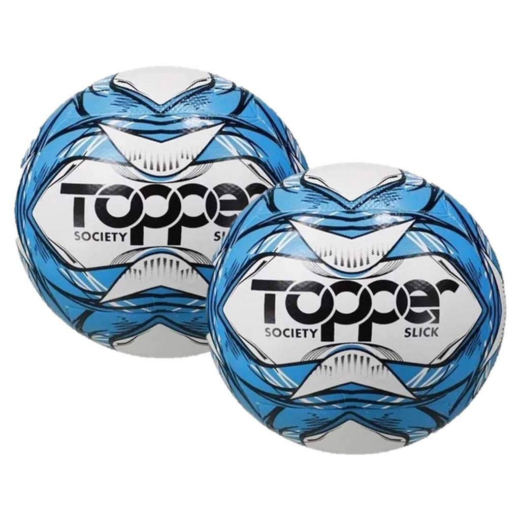 Kit 2 Bolas de Futebol de Society Slick Azul - Topper