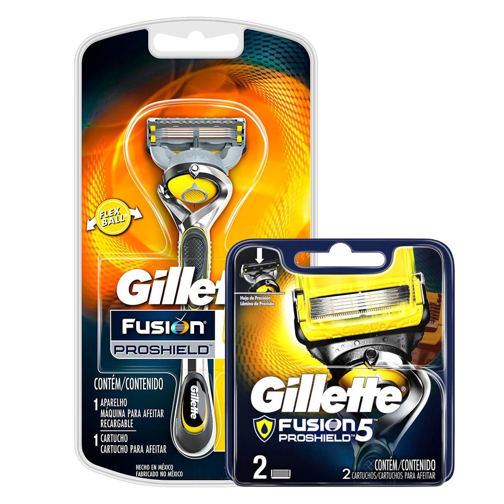 Kit Aparelho de Barbear Gillette Proshield + Carga 2 unidades em Oferta na Shopee