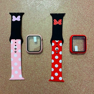 Estojo + Pulseira Para Apple Watch Band 41mm 45mm 44mm 40mm 38mm 42mm De Silicone Impressão De Desenhos Animados iWatch Série 7 6 SE 5 4 3