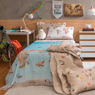 Jogo de Cama Solteiro Infantil Santista c/ 3Peças 100 Algodão