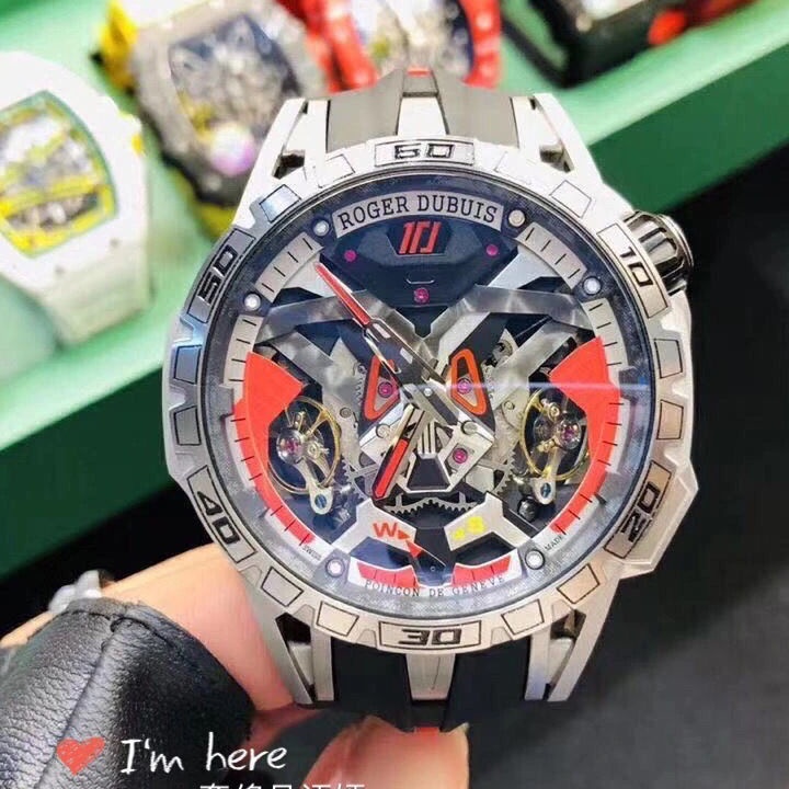 Novo relógio Roger Dubuis relógio mecânico automático masculino relógio de alta qualidade clássico super carro esportivo oco mecânico