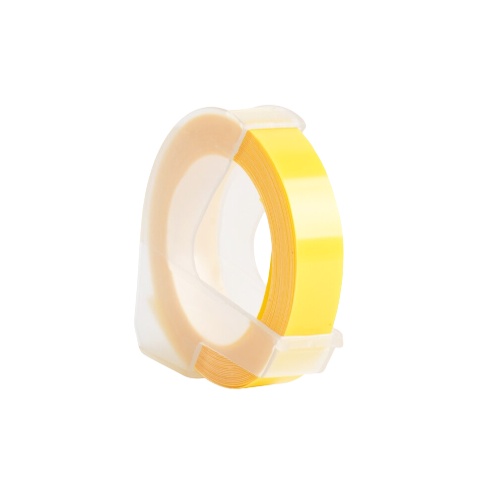 Fita Vinílica Vinil Compatível Dymo Rotulador Manual 3DLY25 Amarelo Claro 9mm