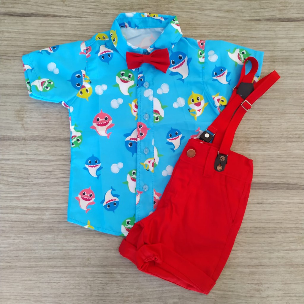 roupa baby shark aniversario