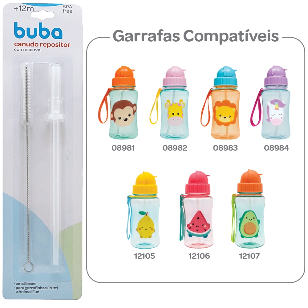 Refil Canudo Com Escova Compatível Garrafa Garrafinha Buba