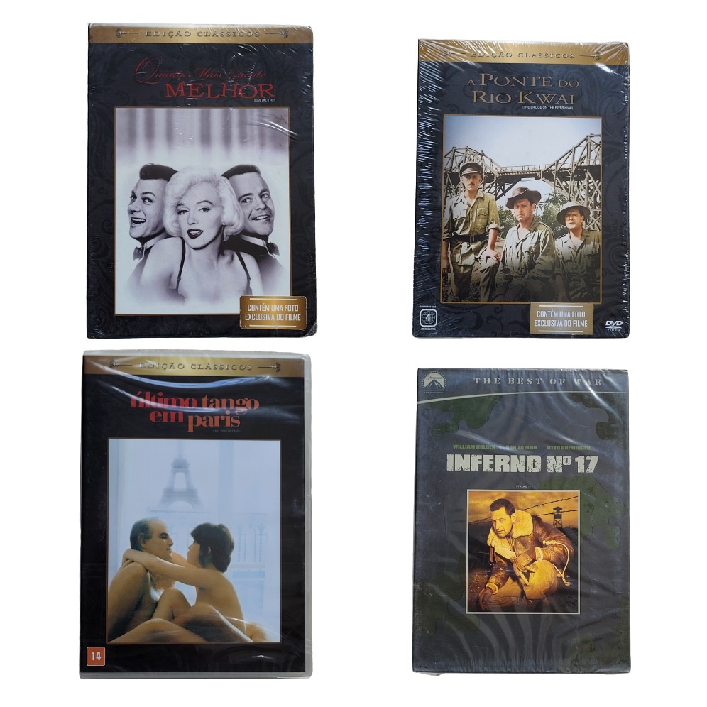 RARO DVD Edição Classicos LACRADO Paramount Ponte Do Rio Kwai Quanto Mais Quente Melhor Último Tango Em Paris
