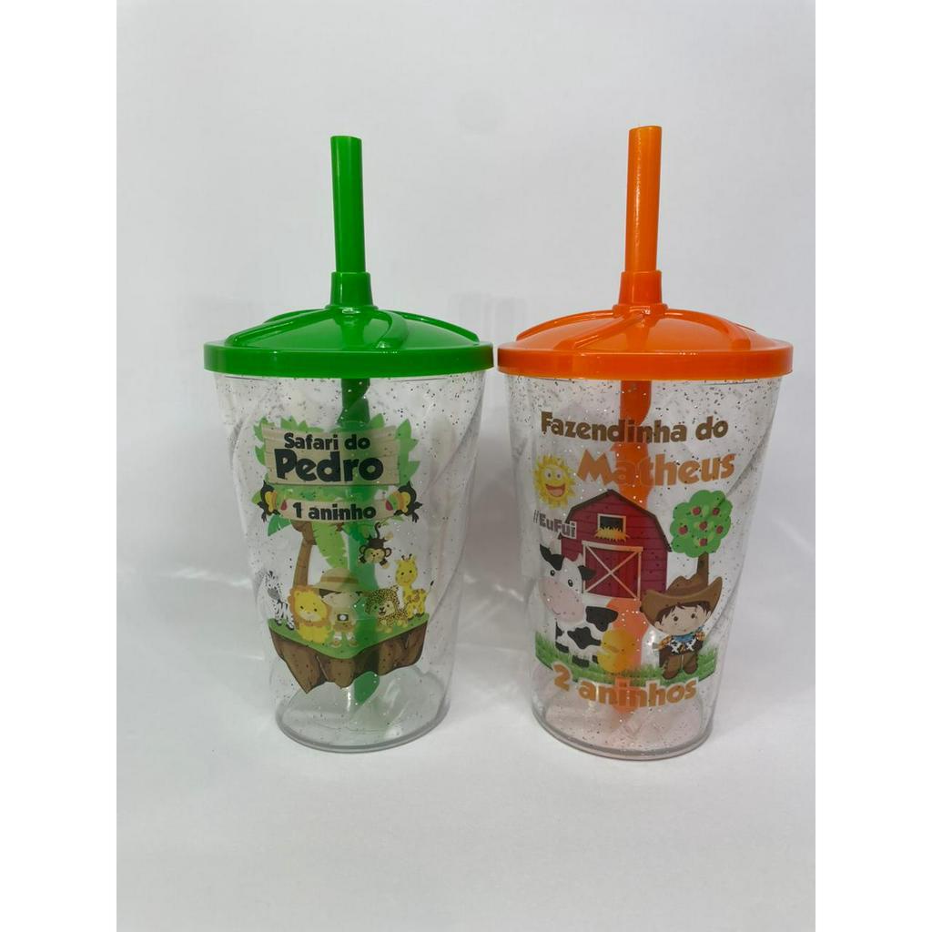 Kit 30 Copos Twister Glitter 300ml - Personalizado com Tampa em Oferta na Shopee