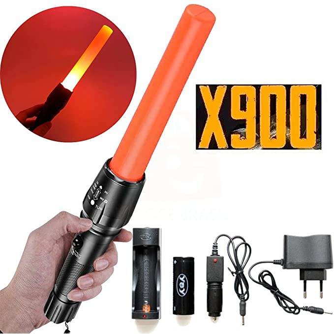 LANTERNA MILITAR X900 RECARREGAVEL COM SINALIZADOR