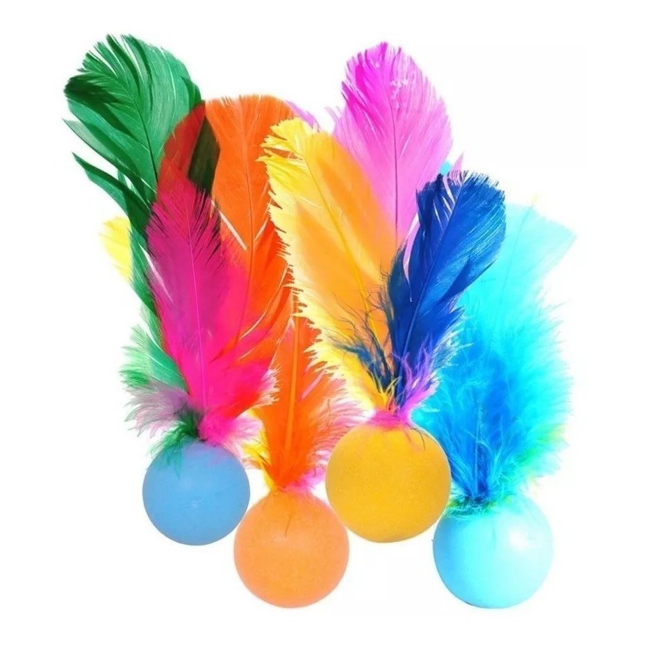 Bola para Gatos Brinquedo Bola Ping Pong e Pula Com Pena e Guizo ou Bolinha Pula Pula de Borracha Para Gatos Cães