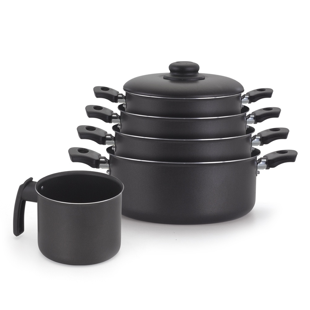 Jogo De Caçarolas Antiaderente 5 Peças Preto Nacional em Oferta na Shopee