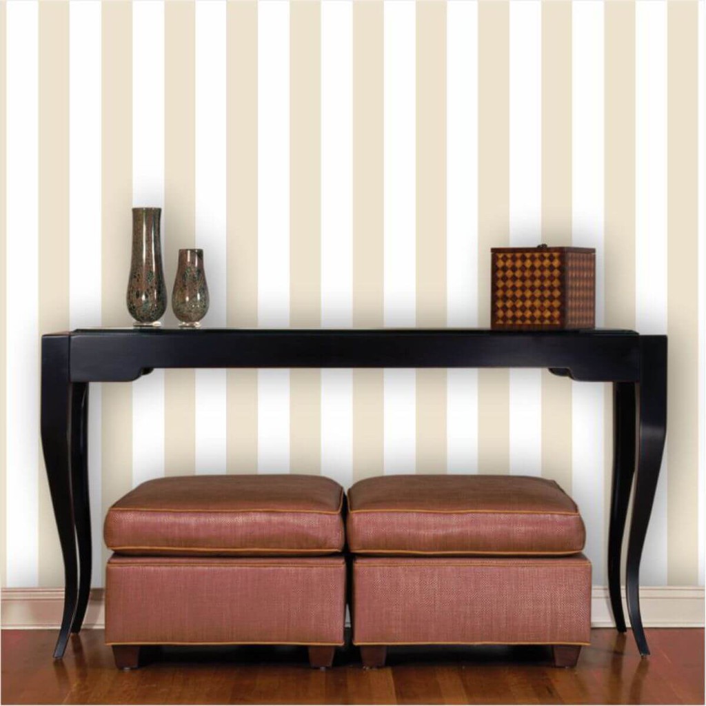 Papel de Parede Listrado Branco e Bege - Home & Living