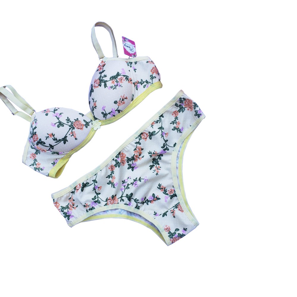 Kit 3 conjunto menina moça com bojo lingerie infantil em Oferta na Shopee