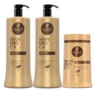 Kit Haskell Mandioca Shampoo 1L + Condicionador 1L + Máscara 900g em Oferta na Shopee