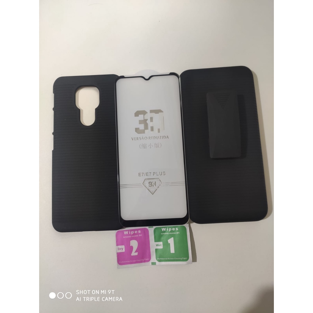 Capa Capinha Motorola Moto G9 Play e Moto G9 Xt2083-1 + Suporte Cintura Clip Belt+ película de vidro