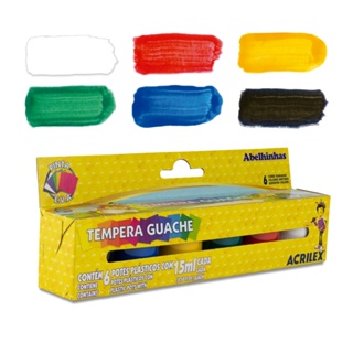 Tinta Guache Acrilex 6 Cores 15ml em Oferta na Shopee