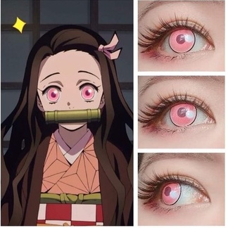 Lente de Contato Ponto de Luz Rosa Cosplay Nezuko - Demon Slayer: Kimetsu no Yaiba Anime Maquiagem Halloween