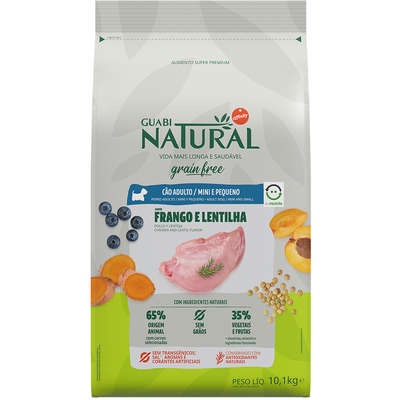 Guabi Natural Grain Free Cães Adultos Raças Pequenas e Mini Frango 1,5KG