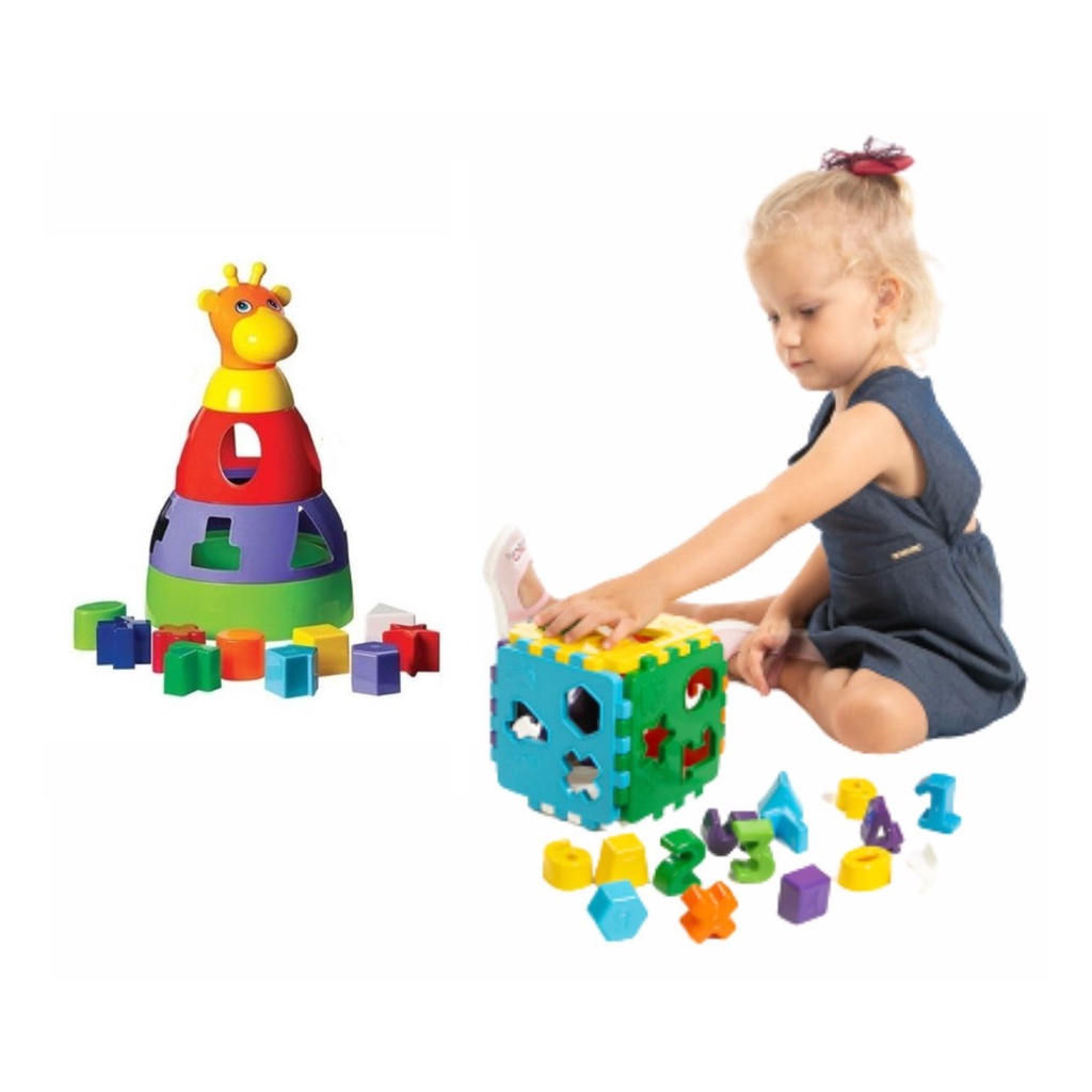 Kit de brinquedos educativo para bebês brinquedos didáticos de encaixe girafa e cubo didático infantil