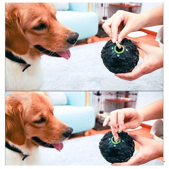 Bola Porta Petisco Ração Brinquedo Interativo M (9cm) ou G (11cm) Emite Som Para Cão Gato Pet LR-0100