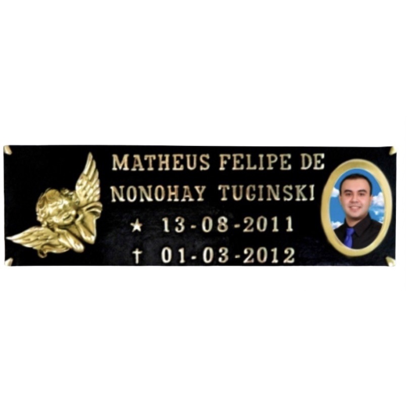 Placa Anjo Em Bronze/alumínio Com Foto Porcelana P/túmulo, Jazige, Lápide, Cemitério
