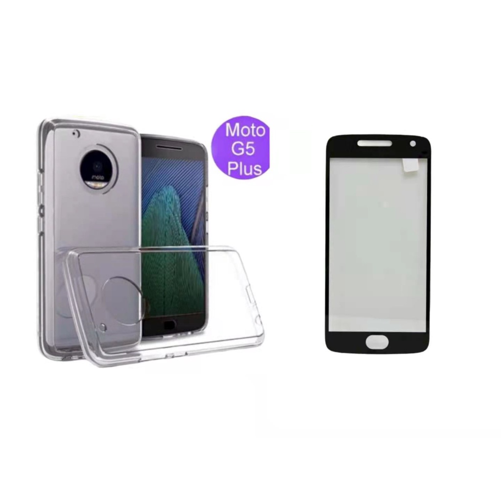 Kit Película De Vidro 3D Motolora Moto G5 Plus Xt1683 + Capa  Capinha Anti Shock pronto entrega em Oferta na Shopee