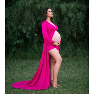 Vestido Gestante Para Ensaio De Fotos Com Shorts G17 em Oferta na Shopee
