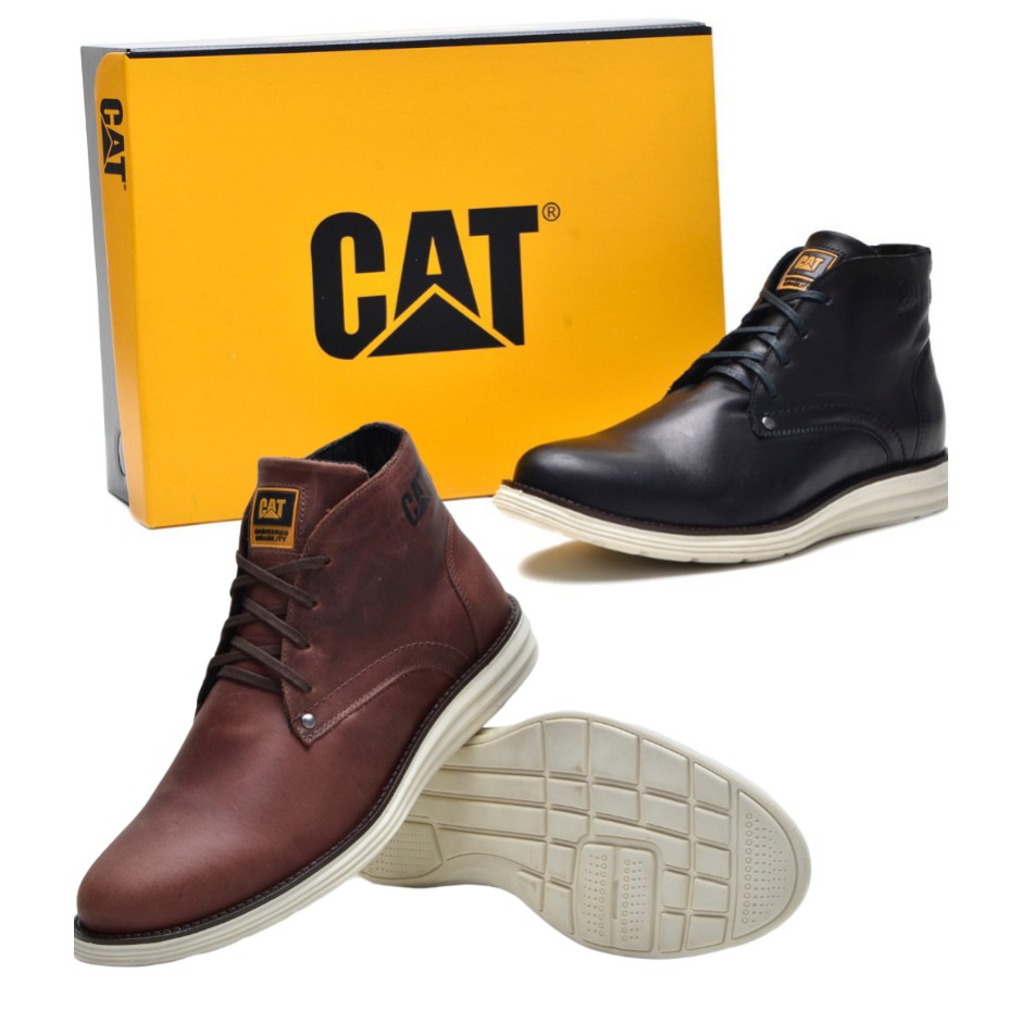 Bota botina masculina coturno Caterpillar em couro legítimo.coturno ref cat2000 LL