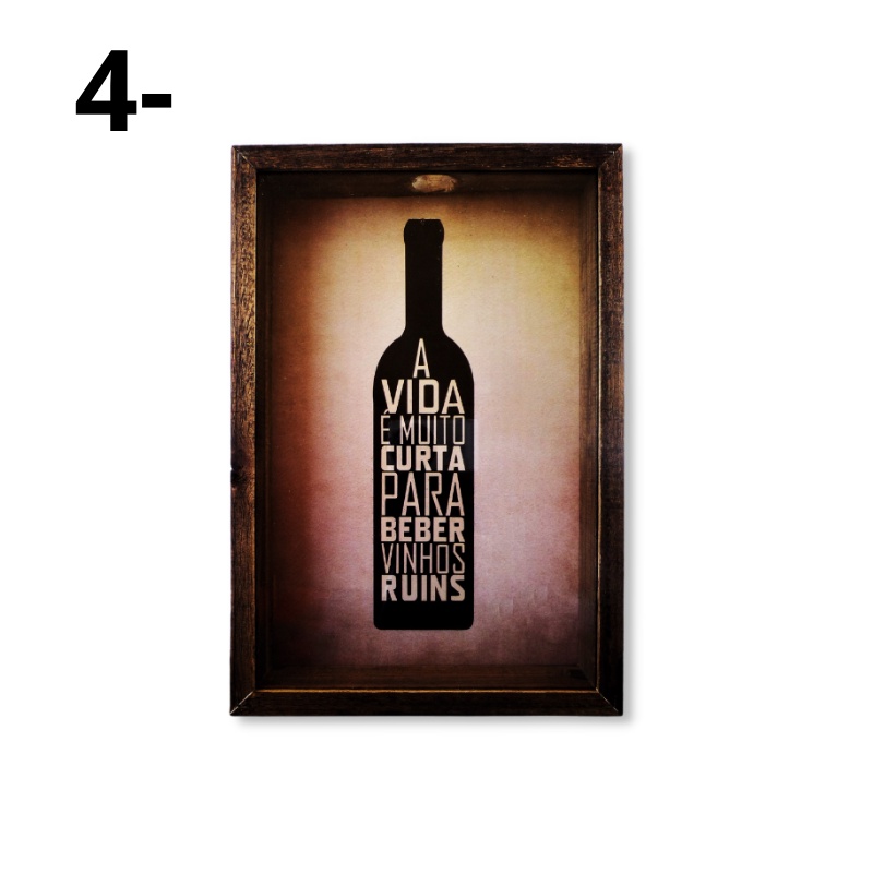 Quadro Porta Rolhas de Vinho Moldura de Madeira 32cm x 22cm