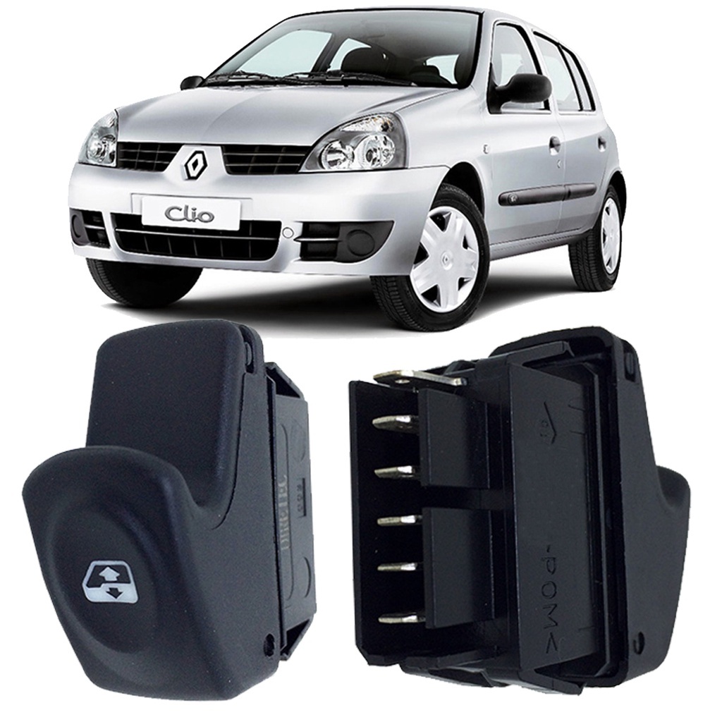 Botão Interruptor Vidro Elétrico LED Âmbar 6 Pinos LED Laranja - Renault Clio 2000 até 2012 - Spare Parts and Accessories for Vehicles