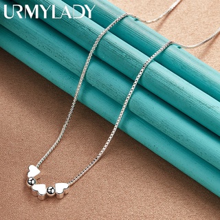 URMYLADY 925 Sterling Silver Heart Snake Chain Charm Necklace Para Mulheres Meninas Festa Presentes Noivado Moda Jóias